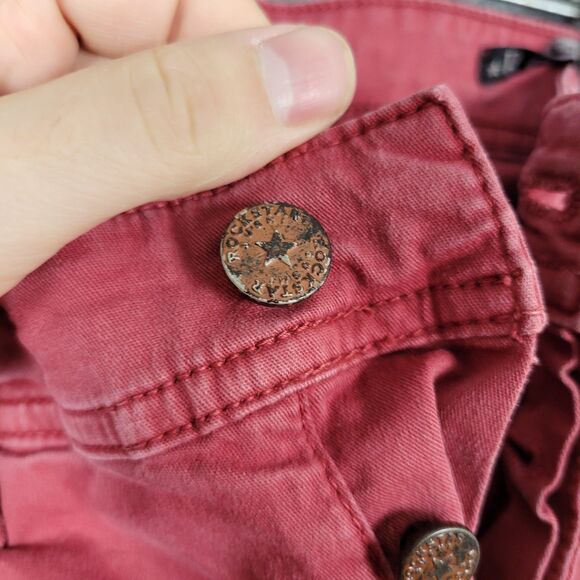 ROCKSTAR RSM201PFD Red Button Fly Straight Leg Mid Rise Denim Jeans SIZE 36 - Picture 5 of 14